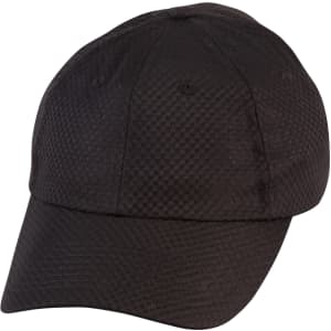 A black athletic mesh cap with a structured design and a logo on the front.