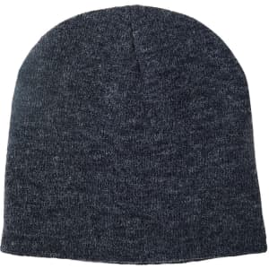 Acrylic knitted marl beanie in dark grey with a seamless design. Features a logo on the side.