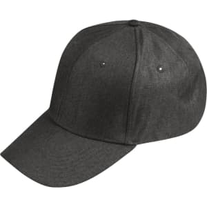 A dark heather cap with a structured design and a curved brim, featuring a logo.