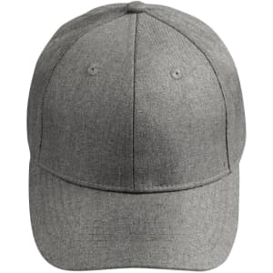 A grey Heather Cap made from textured fabric, featuring a logo on the front.