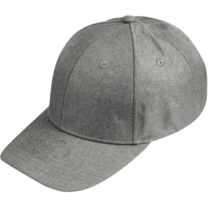 A grey Heather Cap with a curved brim and a logo on the front, featuring a classic structured design.