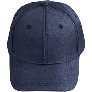 A navy Heather Cap with a structured design and adjustable strap at the back. Features stitching details and ventilation holes.