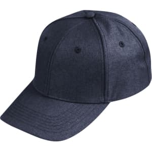 A dark heather grey cap with a curved brim and a structured crown, featuring ventilation holes and a logo.