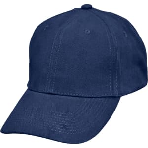 A black heavy brushed cotton cap with a buckle and a logo. Ideal for casual wear or promotional use.
