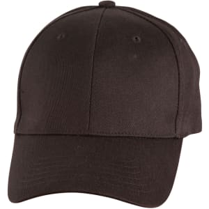 A black cotton fitted cap with a curved brim and tonal logo. Ideal for casual wear or promotional events.