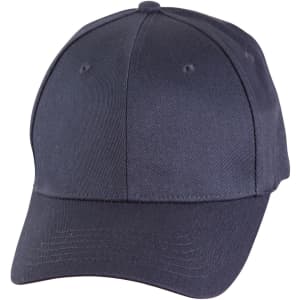 A dark navy cotton fitted cap with a curved brim and six-panel construction. It features a branding logo on the front.