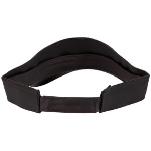 A black sandwich visor featuring a flexible band and a simple design. It includes a logo on the front.