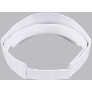 A white sandwich visor featuring a simple, sleek design. It has a logo on the band.