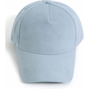 A light blue Jacquard Texture 5 Panel Cap with a structured design and a logo on the front.