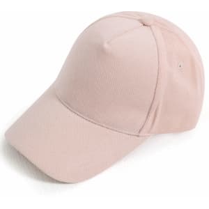 A light pink Jacquard Texture 5 Panel Cap with a curved brim and a branding logo.