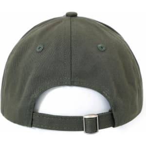 A green unstructured cotton twill cap featuring a curved brim and adjustable strap at the back.