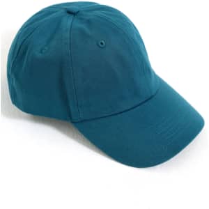 A teal cotton twill unstructured cap featuring a curved brim and an adjustable strap at the back.