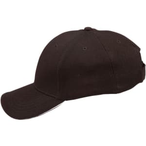 A black Pique mesh contrast sandwich cap with a curved brim and ventilation holes. It has a logo on the side.