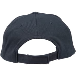A dark navy cap featuring a textured mesh design and a back strap for adjustability.