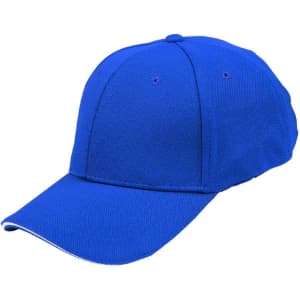A blue Pique mesh contrast sandwich cap with a structured design and a curved brim. It features a logo on the front.