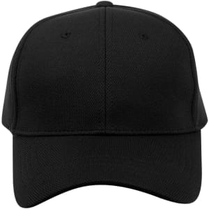A black Pique mesh structured cap featuring a logo on the front and a classic curved brim.