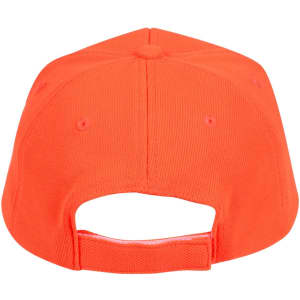 An orange pique mesh structured cap featuring a back adjustment strap and ventilation holes.