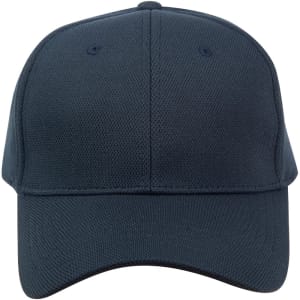 A navy blue Pique mesh structured cap featuring a curved brim and an adjustable strap at the back. It has a logo.