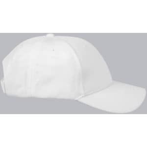 A white Pique mesh structured cap with a curved brim and an adjustable strap at the back.