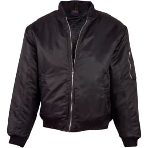 A black soft shell jacket with a zip front and ribbed cuffs, featuring a pocket on the sleeve and a logo.