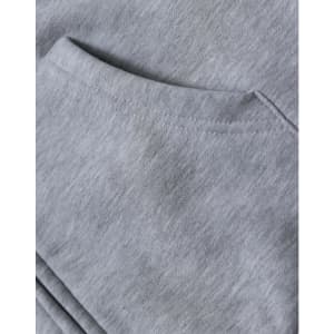 A light grey men's full-zip fleecy hoodie with a front pocket and soft, textured fabric. Features branding.