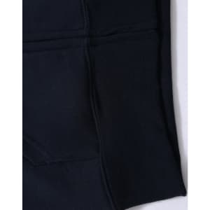 A black kid's full-zip fleecy hoodie featuring a kangaroo pocket and a smooth texture. It has a logo detail.