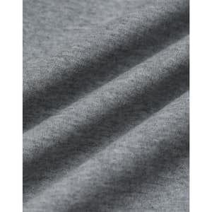 A close-up of grey fabric featuring a soft, textured surface, showcasing the CVC material of the crew neck sweater.