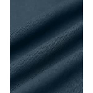 A close-up of dark blue fabric, featuring folds and a textured surface. The image has a subtle sheen.