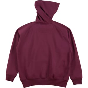 A burgundy kids' fleece hoodie featuring a kangaroo pouch and a hood. It has a smooth, plain design and no visible logos.