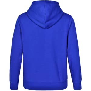 A bright blue kids' hoodie featuring a close front design and a hood, suitable for casual wear.