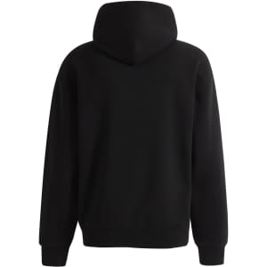 A black unisex premium fleece oversized hoodie with a hood, featuring a simple design and no visible logos.