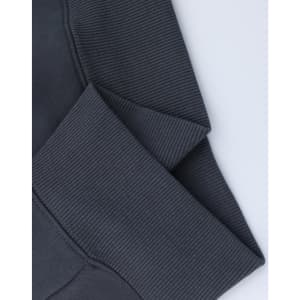 A close-up of grey oversized fleece hoodie cuffs with a textured ribbed finish and visible stitching.