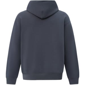 A unisex premium fleece oversized hoodie in dark navy, featuring a large hood and a simple, clean design.