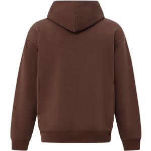 A brown oversized unisex premium fleece hoodie with a hood and no visible front detail.