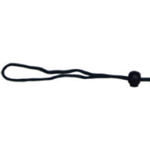 A black chin strap break-away clip with a looped end and a bead for adjustment.