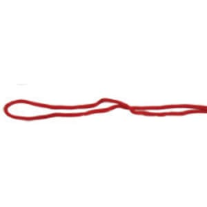 A red chin strap break-away clip featuring a simple loop design, presented against a white background.