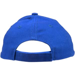 A blue brushed cotton cap featuring an adjustable strap at the back and a simple design.