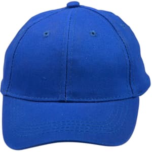 A blue brushed cotton cap featuring a curved brim and vent holes. It has a logo on the front.