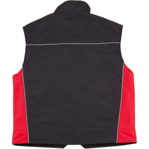 A men's 3-in-1 jacket featuring a black front and red sides, with a collar and reflective detailing.