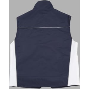 A men's 3-in-1 jacket in navy with white side panels and a logo on the back. Ideal for versatile layering.
