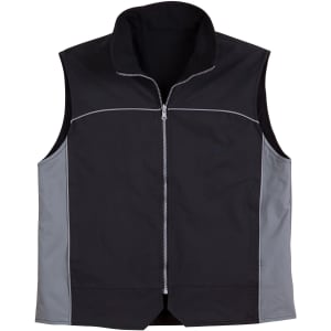 A black and grey men's 3-in-1 jacket with a zip front and a collar. It features a logo on the chest.