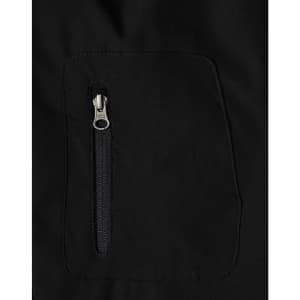 A black men's softshell jacket featuring a zipped pocket. The fabric appears smooth and high-tech.