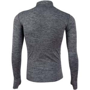 A grey unisex seamless heather jacket with a high collar and long sleeves, featuring a branding logo.