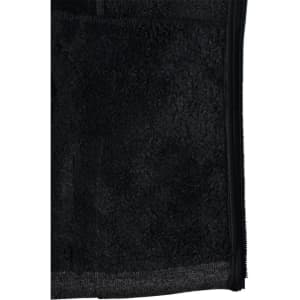 A black ladies' heather bonded fleece jacket featuring a zip closure and soft, textured fabric.