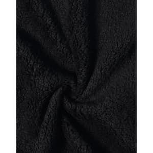 A textured black fabric with a fluffy, plush finish, suitable for jackets and outerwear.