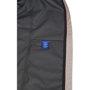 A men's waterproof performance jacket in grey with a mesh lining and a visible interior label.