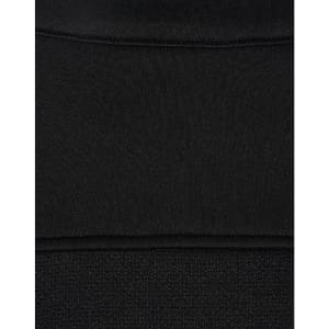 A black men's jacquard fleece jacket featuring a smooth and textured fabric, with a logo present.