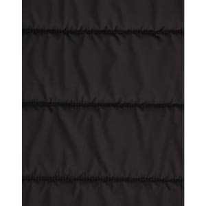 A black insulated puffer jacket with a 3D cut, featuring stitched panels for added texture.