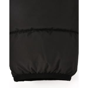 A black men's sustainable insulated puffer jacket featuring a 3D cut with a soft cuff at the hem.