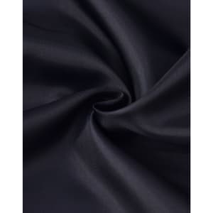 A black fabric with a smooth texture, showcasing the material of a puffer jacket.